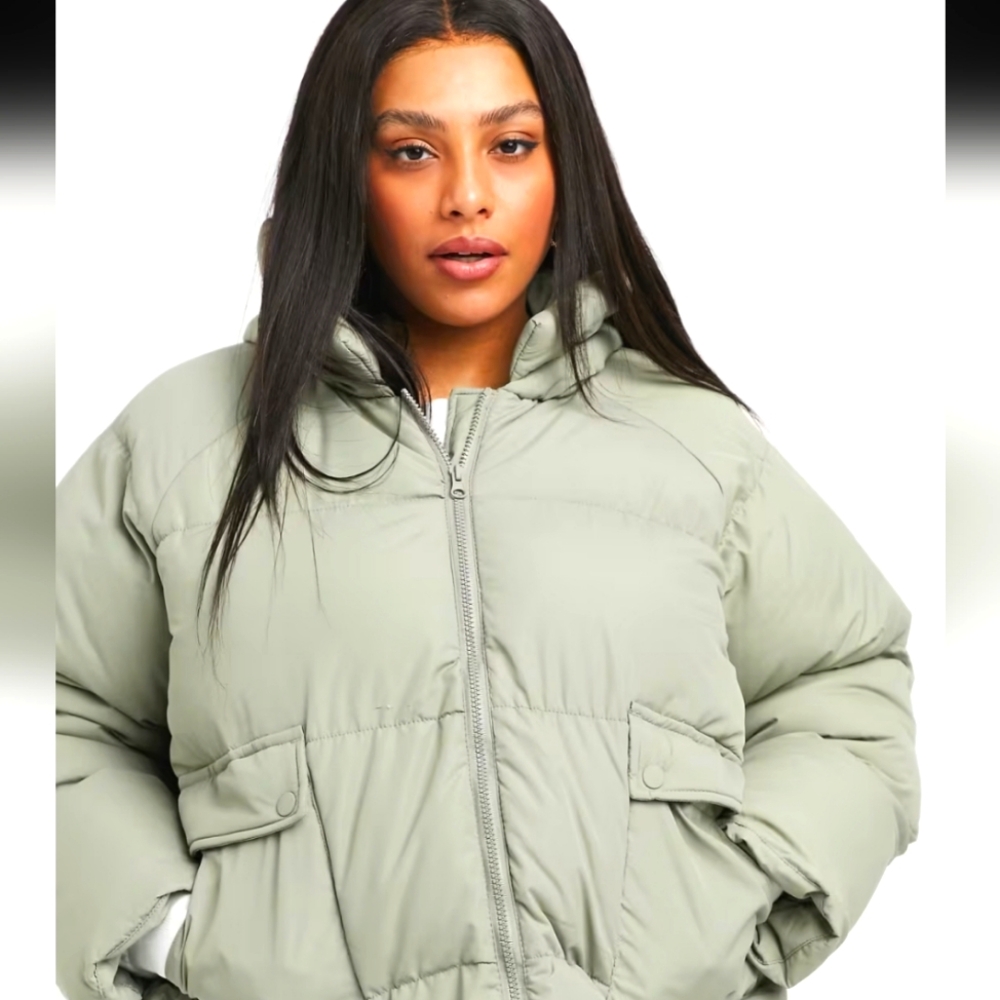 Threadbare Curve tulip oversized padded jacket (Asos)